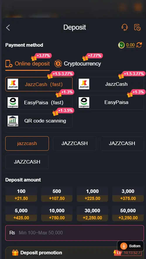 Deposit Process of jk667 game
