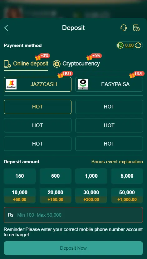 PK365 Game Deposit Process